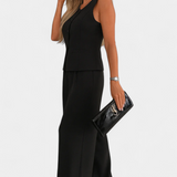 Paloma Conjunto Elegante de 2 Piezas con Blusa sin Mangas y Pantalón Fluido