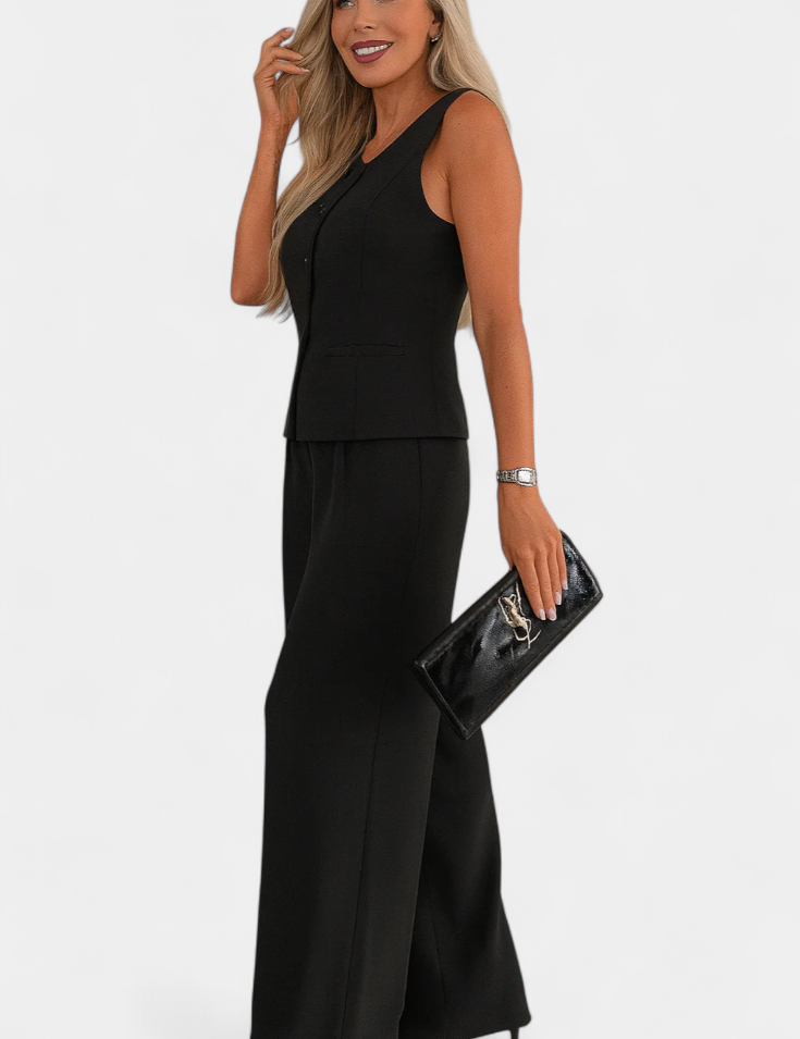 Paloma Conjunto Elegante de 2 Piezas con Blusa sin Mangas y Pantalón Fluido