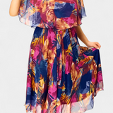 Ellerie Vestido Tropical Fluido con Corte Holgado y Estampado Vibrante