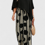 Aleida Conjunto Asimétrico con Top y Pantalón Estampado