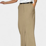 Amani Falda Larga de Cintura Alta con Abertura Frontal y Corte Recto