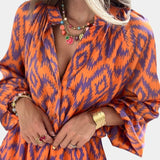 Yasmine Mono Mini con Volantes y Estampado Ikat