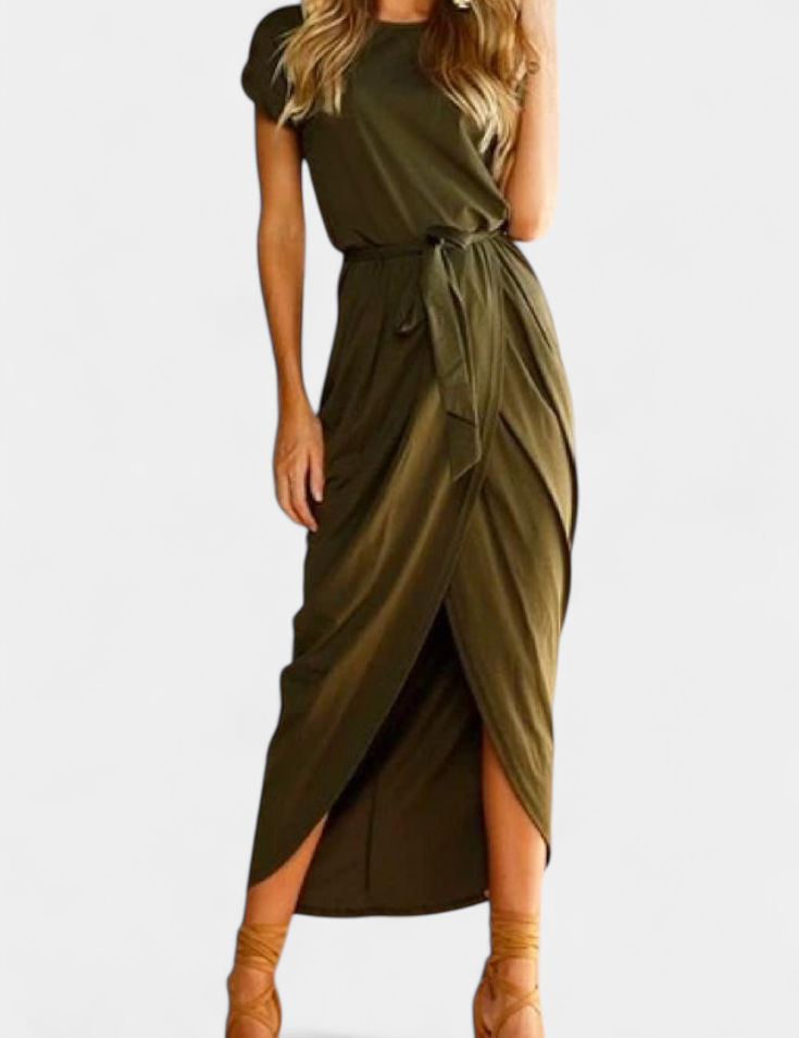 Clarissa Vestido Midi Envolvente con Abertura Lateral