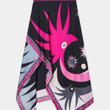 Ciana Conjunto Satén con Falda Abstracta y Top Halter