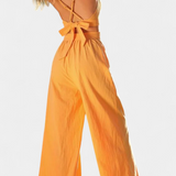 Valentina Conjunto de Chaleco de Encaje de Espalda Abierta y Pantalones Anchos