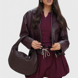 Lila Bolso Mediano Woven con Detalle de Nudo